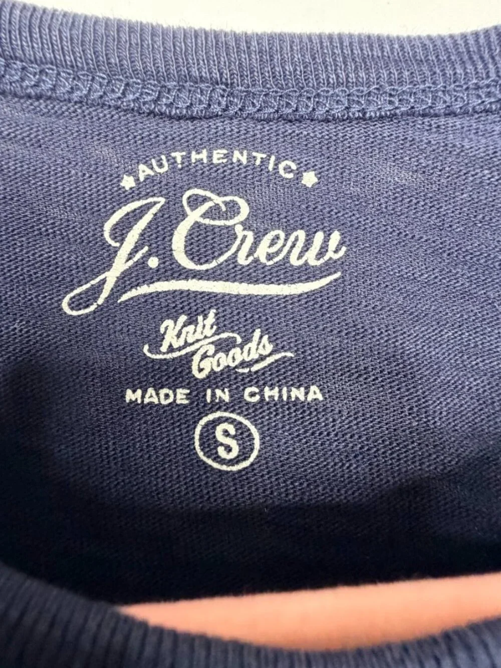 J. Crew Long Sleeve Textured Cotton T-Shirt Navy Small #A3065